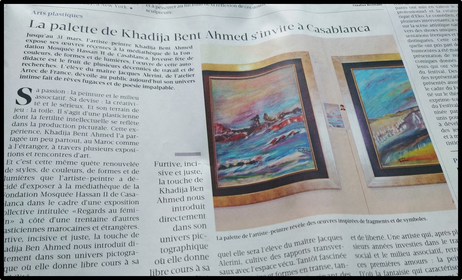 « La Palette de Khadija Bent Ahmed s'invite à Casablanca »